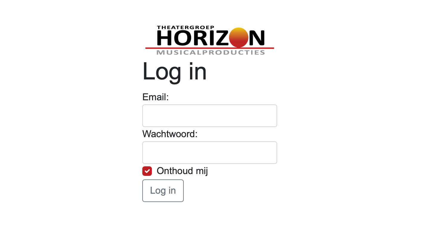 Horizon Portaal login scherm